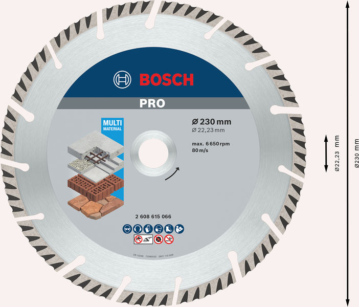 Bosch PRO&nbsp;Multi Material Diamanttrennscheibe, 230&nbsp;x&nbsp;22,23&nbsp;mm