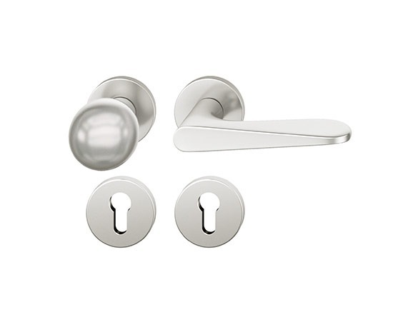 Türgriff, Türdrücker, Rundknopf, Satinnickel, Schlosszylinder
