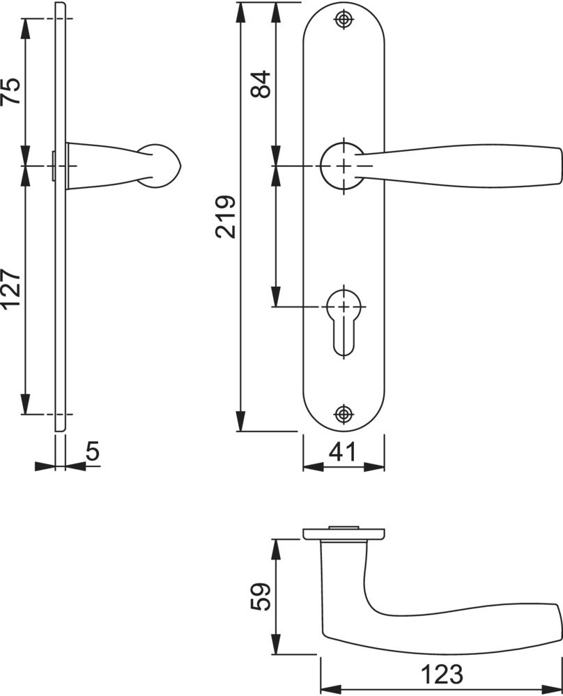 HOPPE Drückergarnitur Vitória M1515/302, LS,PZ72/8,F77-R,TS 37-47,o. No.