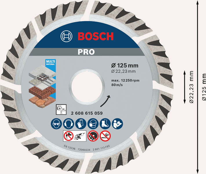 Bosch PRO&nbsp;Multi Material Diamanttrennscheibe, 125&nbsp;x&nbsp;22,23&nbsp;mm
