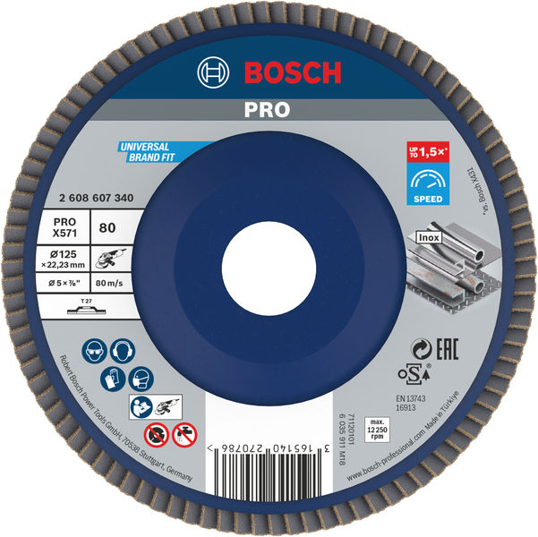 Bosch PRO X571 Fächerschleifscheibe, 125&nbsp;mm, G80