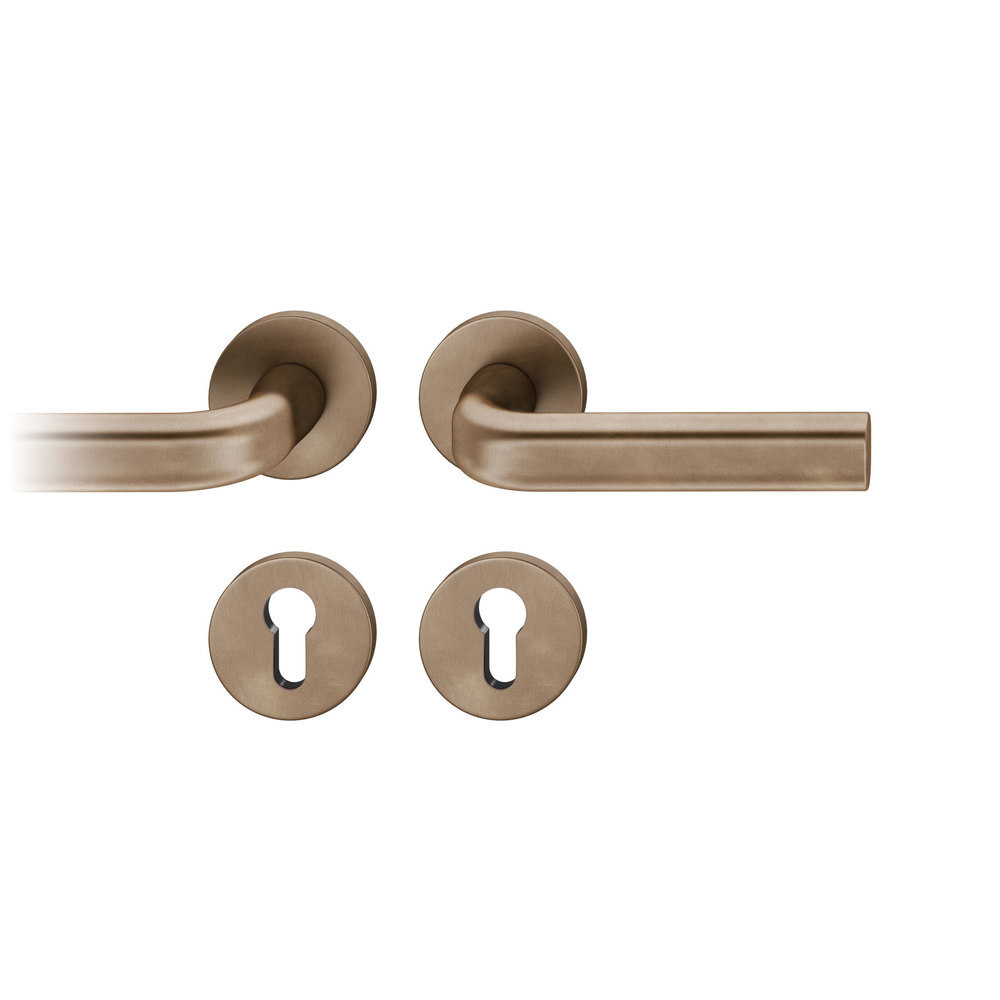 FSB Drückergarnitur 12 1242, Rosette, rund, Profilzylinder gelocht, Vierkant 7mm, DIN Links-Rechts, Türstärke 39 - 58mm, mit Stütznocken, dunkelbronze patiniert gewachst Adapter-Standardlager