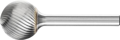 Hartmetall-Frässtift mit 6-mm-Schaft, Kugelform KUD, Zahnung 3