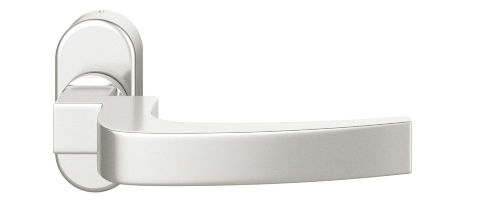 FSB Halbgarnitur 06 1163, ohne Schlüsselrosette, oval, Vierkant 9mm, DIN Links-Rechts, ohne Stütznocken, silber, naturfarben eloxiert, Hochhaltefeder B