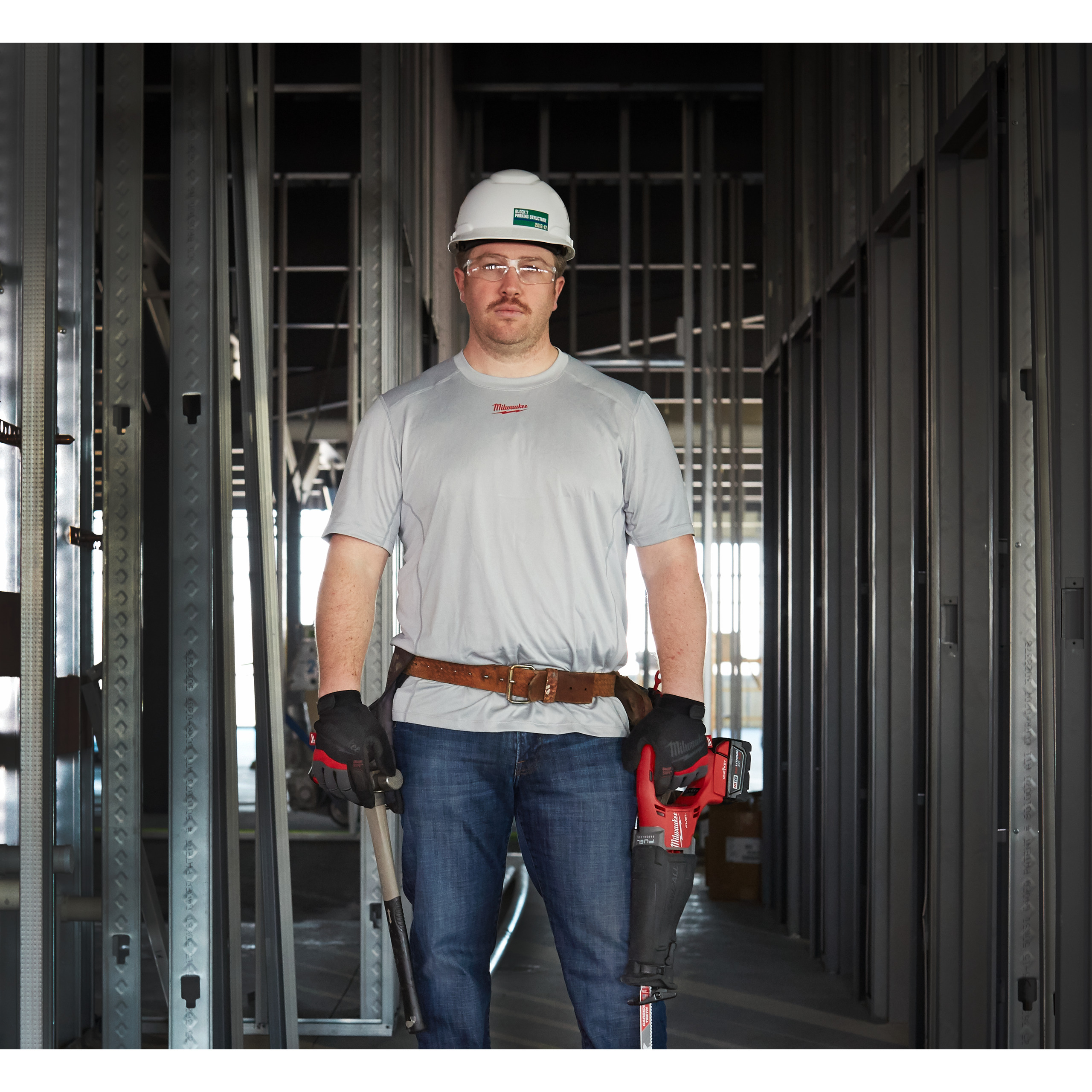 Milwaukee Funktions-T-Shirt grau mit UV-Schutz WWSSG-M