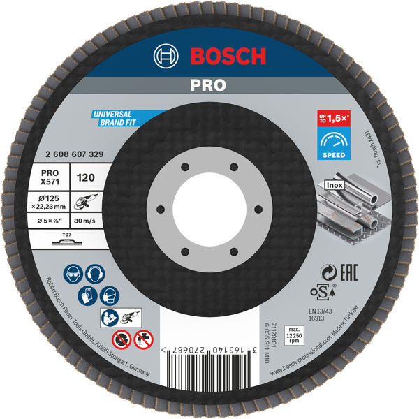 Bosch PRO X571 Fächerschleifscheibe, 125&nbsp;mm, G120