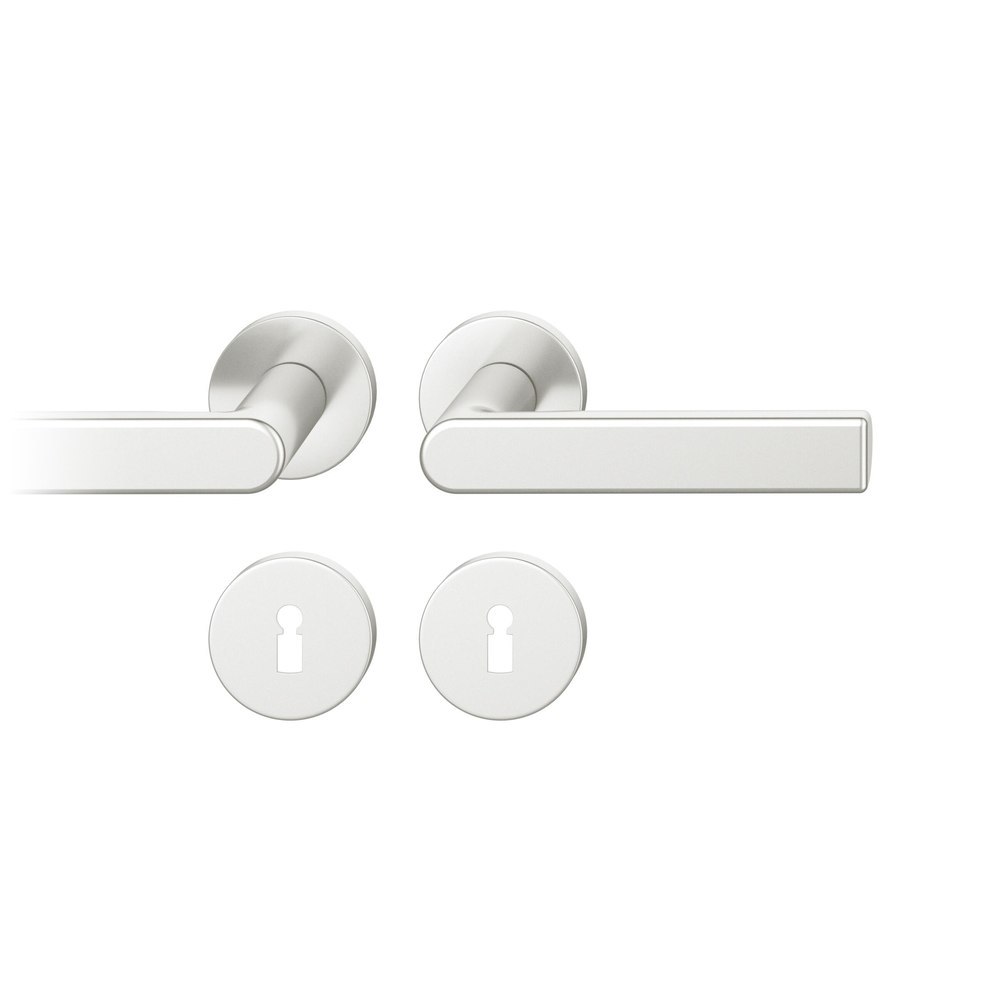 FSB Drückergarnitur 72 1244, Rosette, rund, Buntbart gelocht, Vierkant 8mm, DIN Links, Türstärke 39 - 48mm, mit Stütznocken, naturfarben eloxiert Ausgleichslager® 3