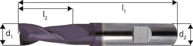 Vollhartmetall-Schaftfräser – lang, Schaft HB, UF, Typ N, DIN 6527, Oberfläche TiAIN-beschichtet, mit Zentrumschnitt, FORUM
