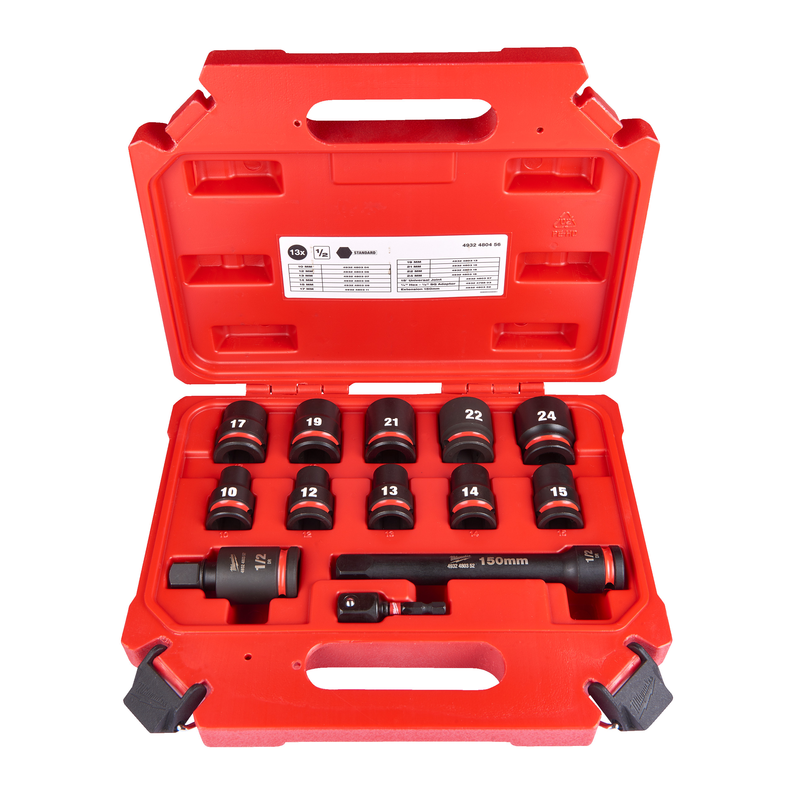 Milwaukee Schlagnuss 1/2" 13-teiliges Set SHOCKWAVE kurz