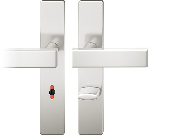 FSB Drückergarnitur mit Langschild 12 1003, VK 8, eckig, mit Nocken, Edelstahl