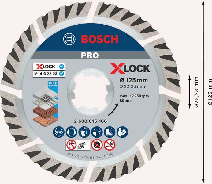 Bosch PRO Multi Material X-Lock Diamanttrennscheibe, 125 x 22,23&nbsp;mm, 22,23&nbsp;mm