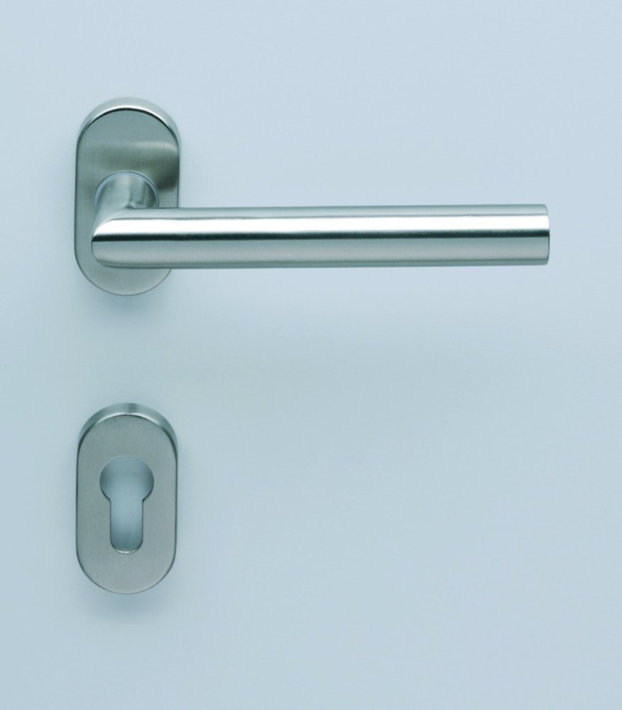 HELO Drückergarnitur mit Rosetten EST.ZG 21, oval, VK 8, Edelstahl