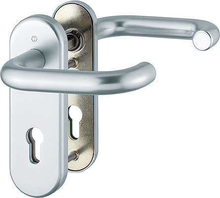 HOPPE FH Schutz-Drückergarnitur Paris mit Kurzschild FS-138F/3331K/353K-1, Aluminium