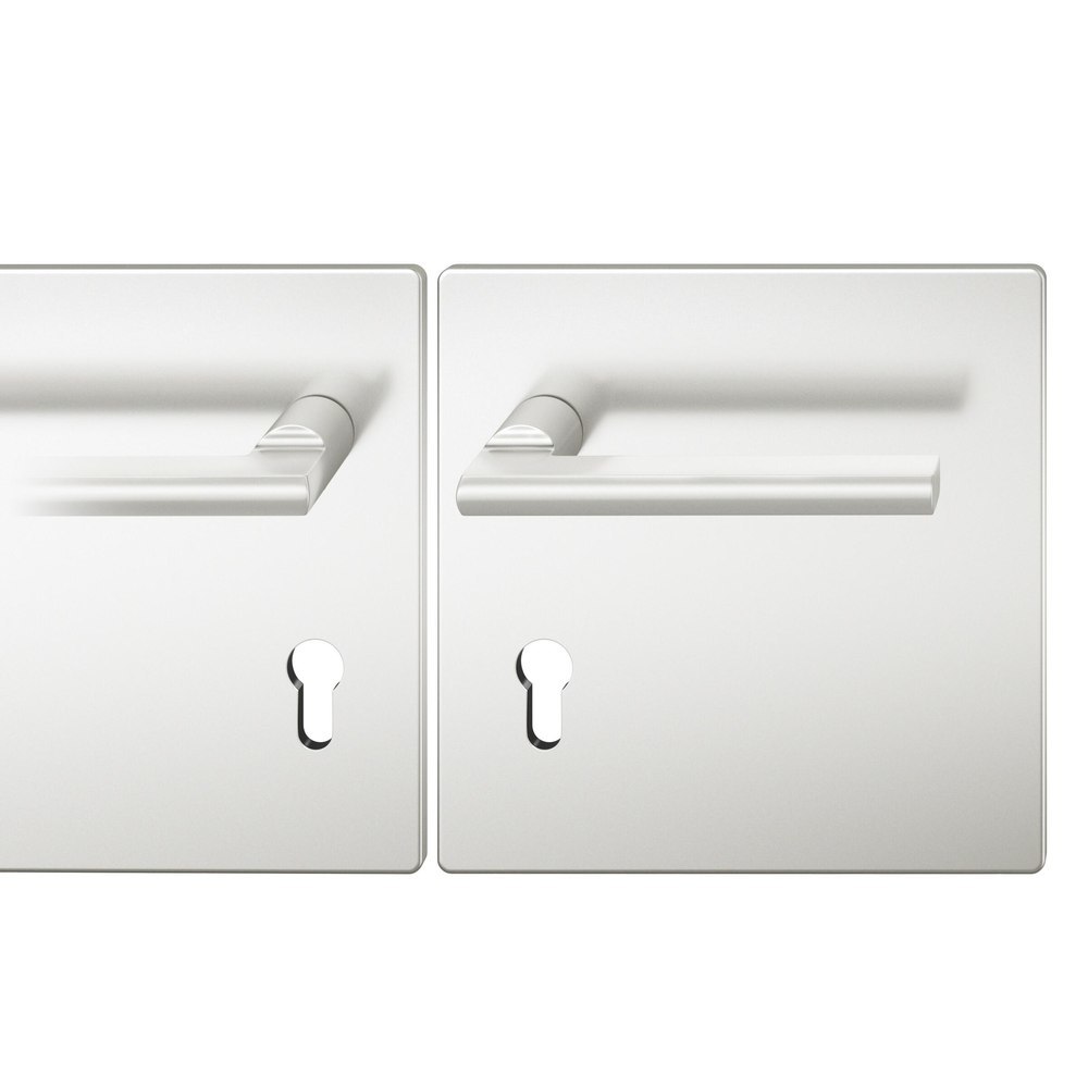 FSB Drückergarnitur 72 1035, Breitschild, eckig, Profilzylinder gelocht, Entfernung 72mm, Vierkant 8mm, DIN Rechts, Türstärke 39 - 48mm, Befestigungstechnik mit Stütznocken, silber, naturfarben, eloxiert, AGL3