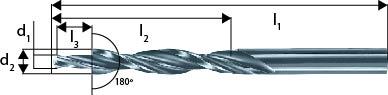 Mehrfasenstufenbohrer zyl. Schaft, 180° Durchgangsloch, Gühring