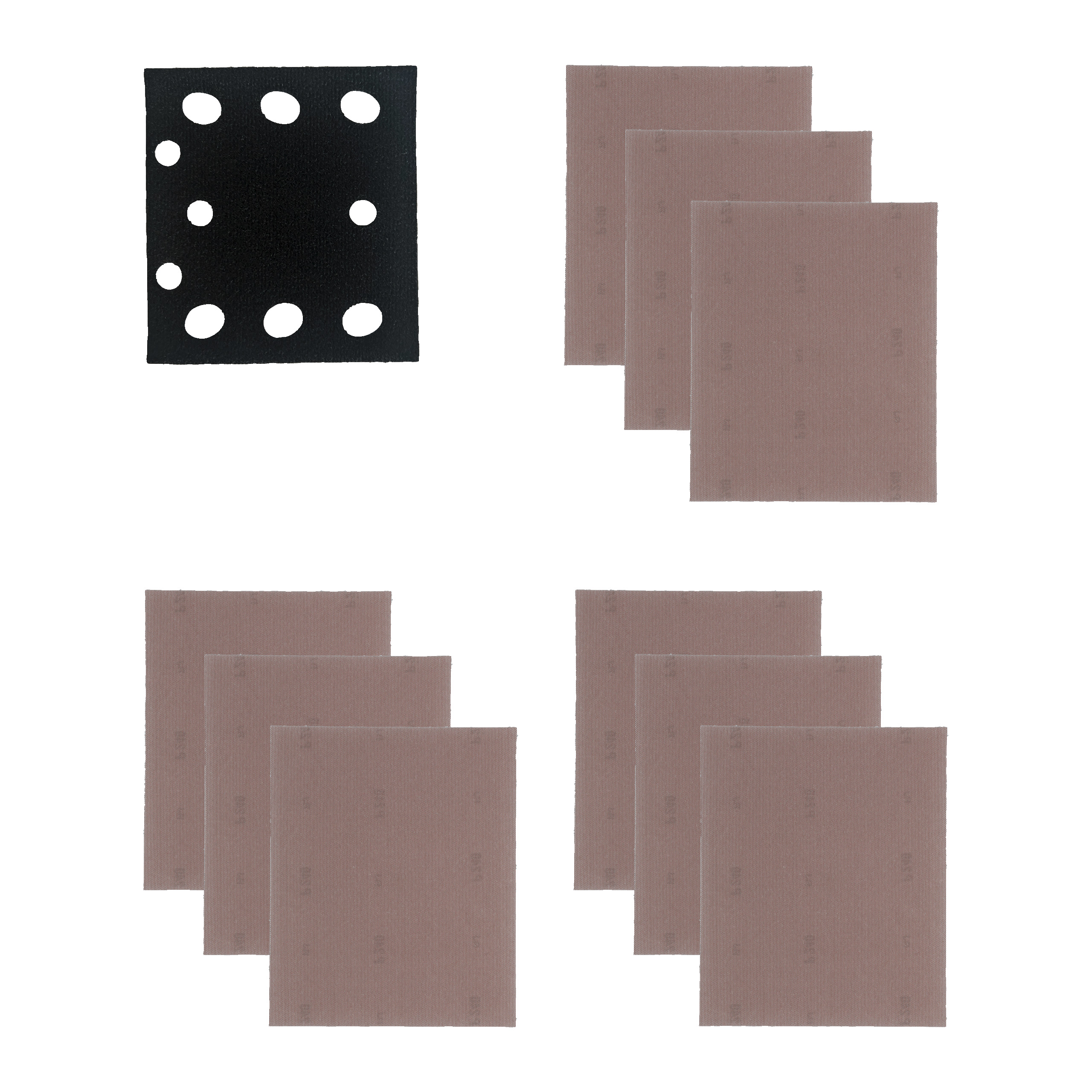 Milwaukee Schleifblätter 3 x K80, K120, K180, 1 Zwischenplatte Netzstruktur für Schwingschleifer 115 107 mm