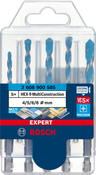 Bosch EXPERT HEX-9 MultiConstruction Bohrer-Set, 4/5/6/6/8&nbsp;mm, 5-tlg.