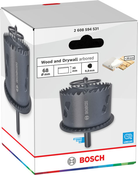 Produktbild Verpackung, Holz- und Trockenbau, Spiralbohrer, Holzbohrer, Arbored, Bosch