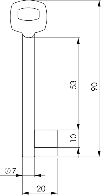 Schlüssel, Länge 90mm, Griff aus Kunststoff, Rundkopf?, Werkzeugschlüssel?
