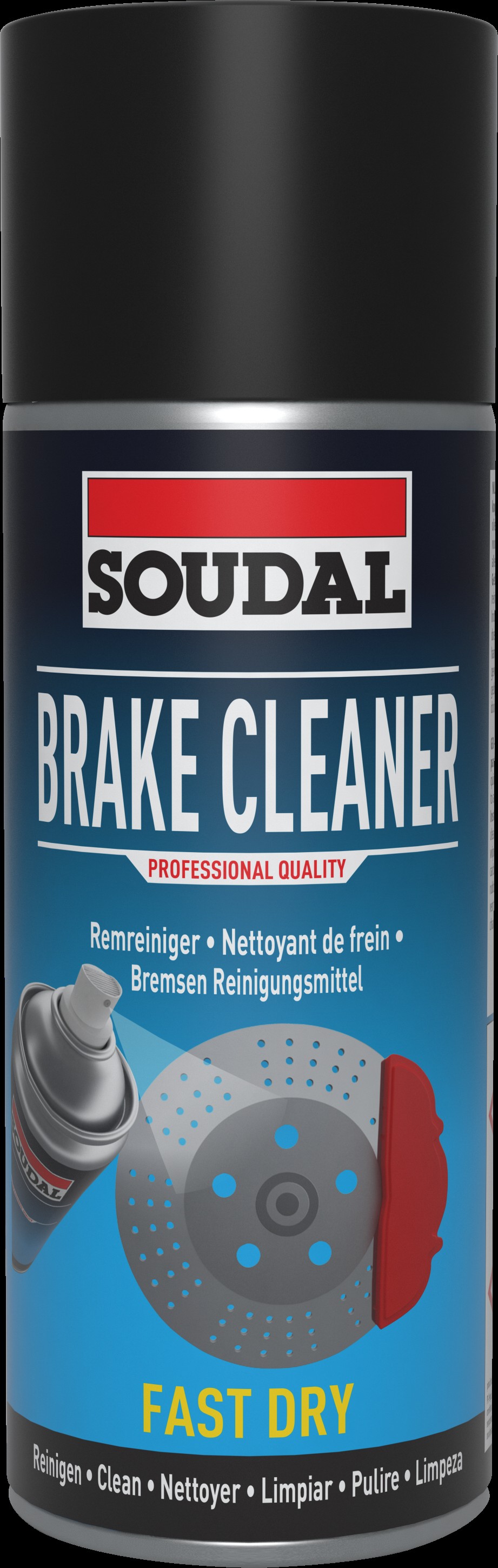 Bremsenreiniger, Sprühdose, schwarze Verpackung, Schnelltrocknend