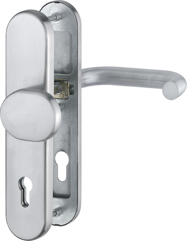 HOPPE Schutz-Wechselgarnitur mit Langschild Paris E86G/3331/3310/138Z, 10/92 mm, ES 1 (SK2), Edelstahl