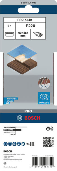 Bosch PRO X440 Schleifband, 65 x 410&nbsp;mm, G180