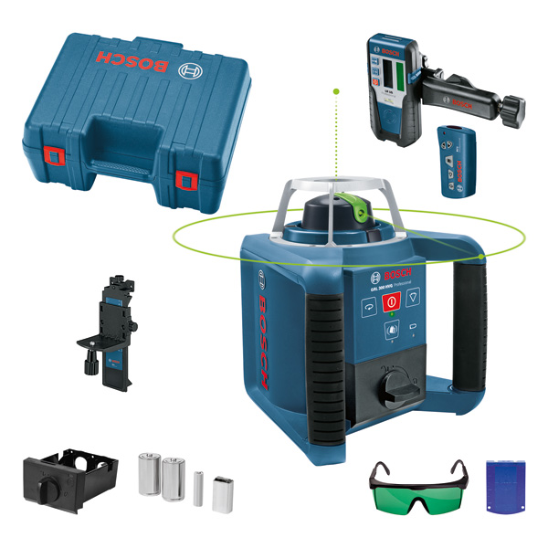Bosch Rotationslaser GRL 300 HVG, 1 x 9 V-Blockbatterie (6LR61) im Handwerkerkoffer