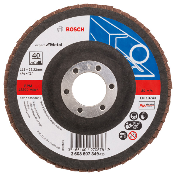 Bosch Fächerschleifscheibe X551 Expert for Metal, gerade, 115 mm