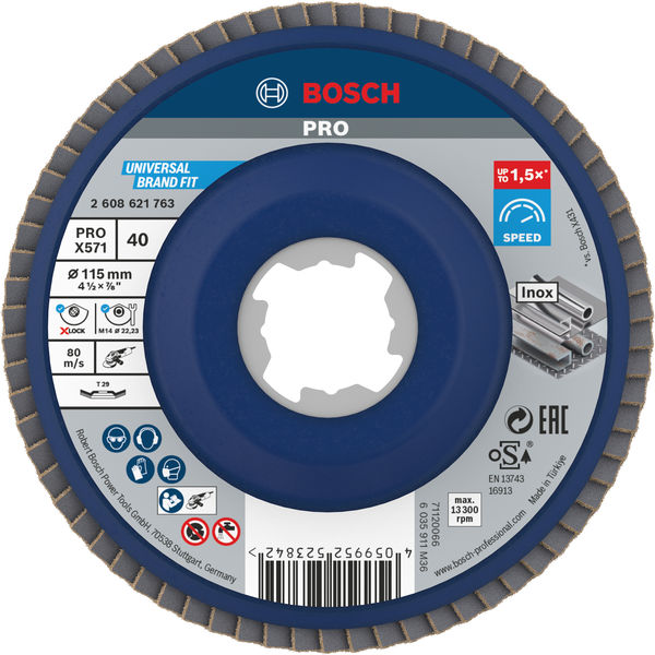 Bosch PRO X571 X-Lock Fächerschleifscheibe, 115 mm