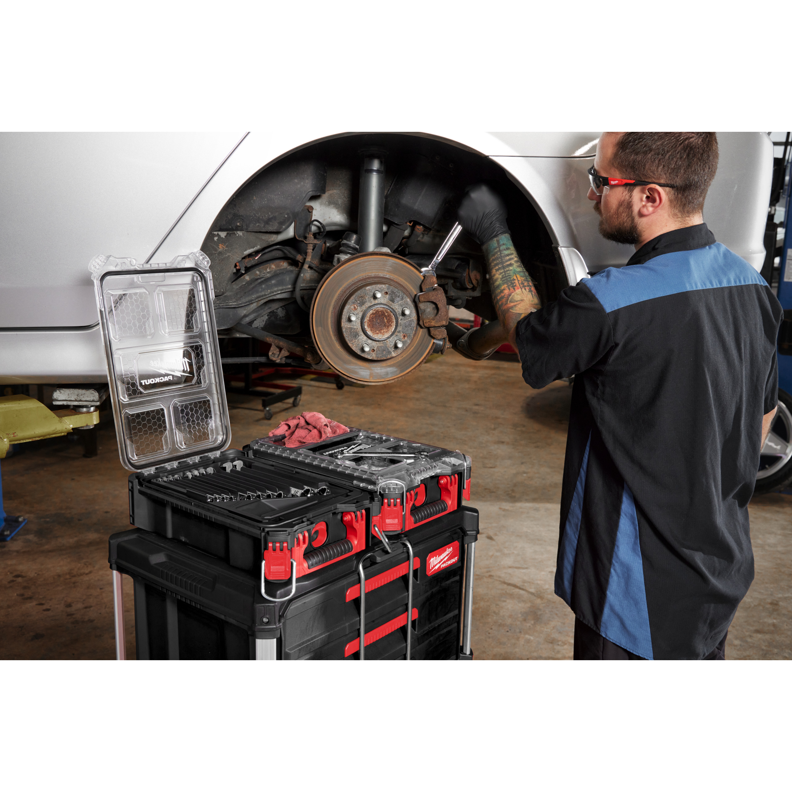 Milwaukee Ringmaulschlüssel-Set 15-teilig im PACKOUT Organiser Slim Compact MAXBITE Ringmaulschlüssel Set