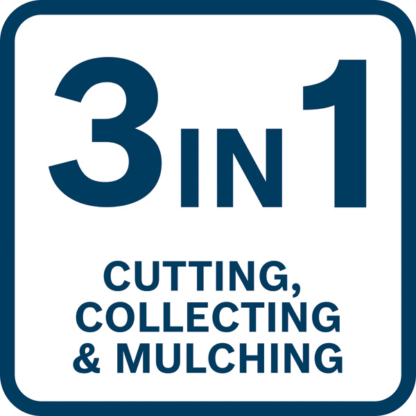 Symbol, 3in1, schnitt, sammlung, mulchen, werkzeug