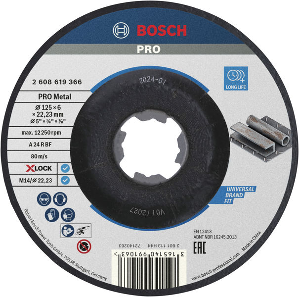 Bosch PRO Metal X-Lock Schleifscheibe, 125 x 6 x 22,23&nbsp;mm