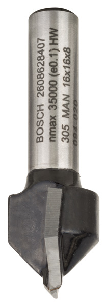Bosch PRO V-Nutfräser, 8&nbsp;mm, D1 16&nbsp;mm, L 16&nbsp;mm, G 45&nbsp;mm, 90°