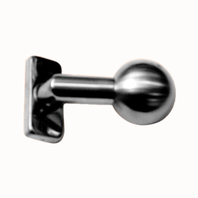 OGRO Türknopf gekröpft mit eckiger Überclipsrosette, feststehend, M8 Gewinde