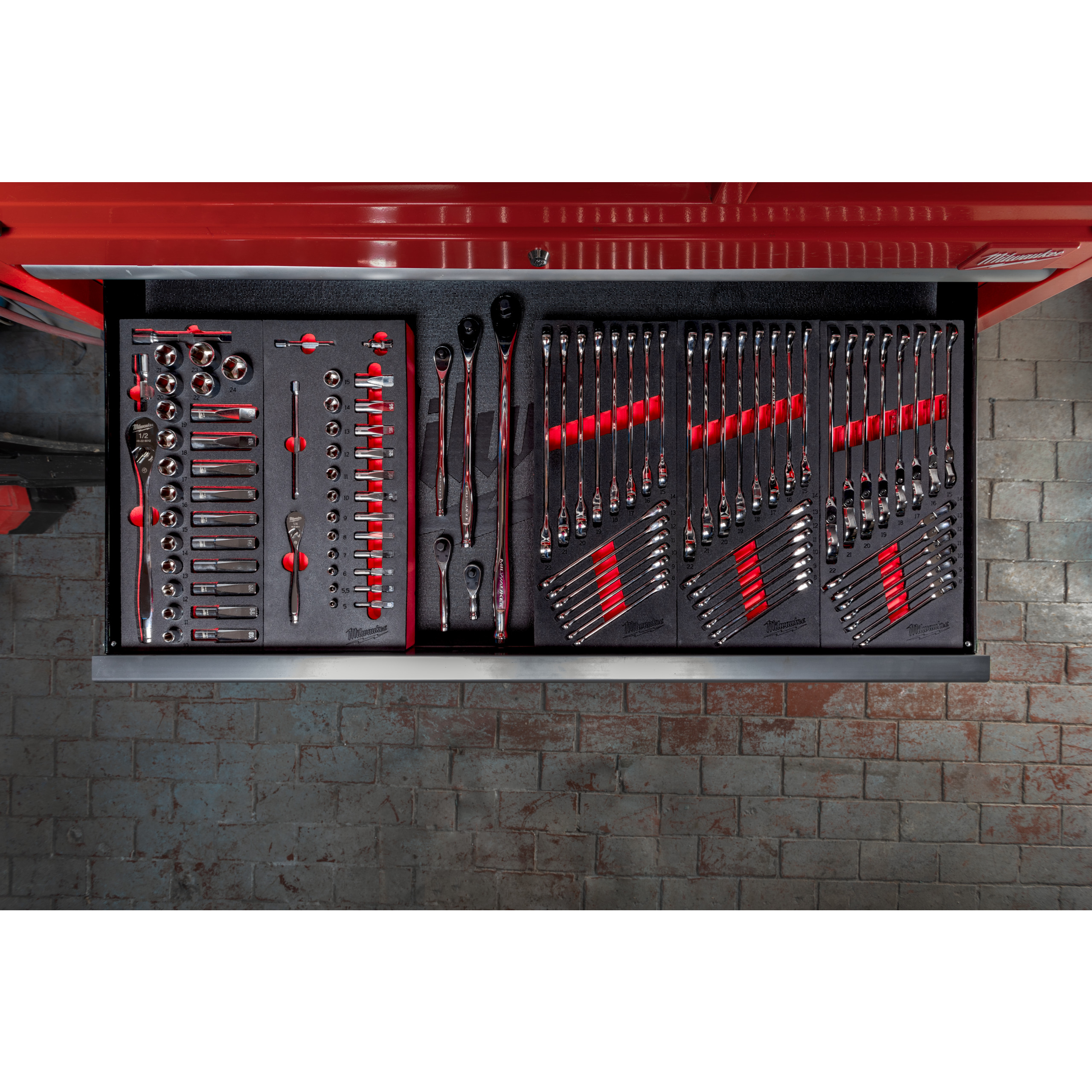 Milwaukee Einlage 27-teilige für Werkstattwagen 78 cm MAX BITE Ringmaulschlüssel