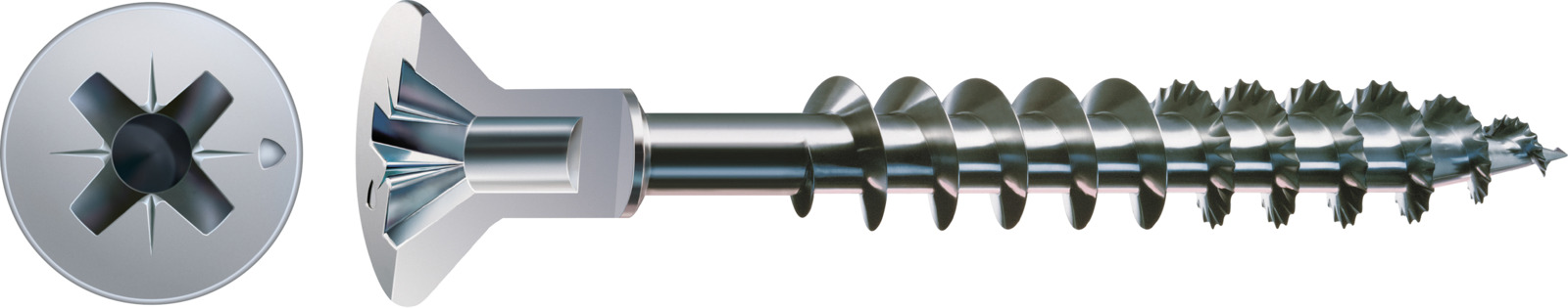SPAX Universalschraube mit Kopfbohrung - Vollgewinde, Senkkopf, Kreuzschlitz Z2, S-Spitze