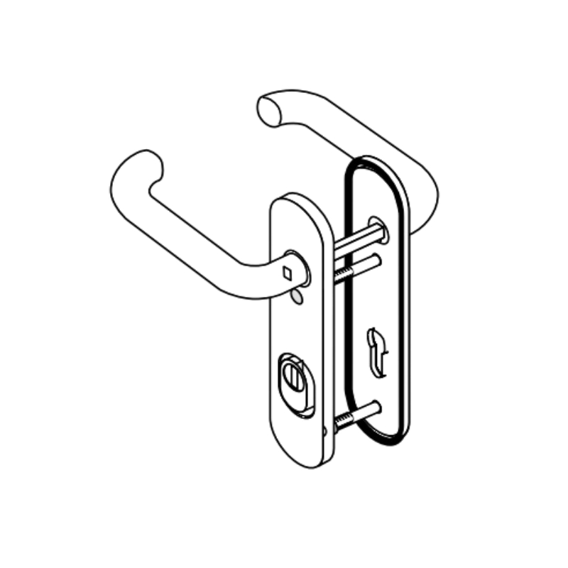 DORMAKABA FH-Schutz-Drückergarnitur mit Kurzschild SVP-SB 711 , Aluminium