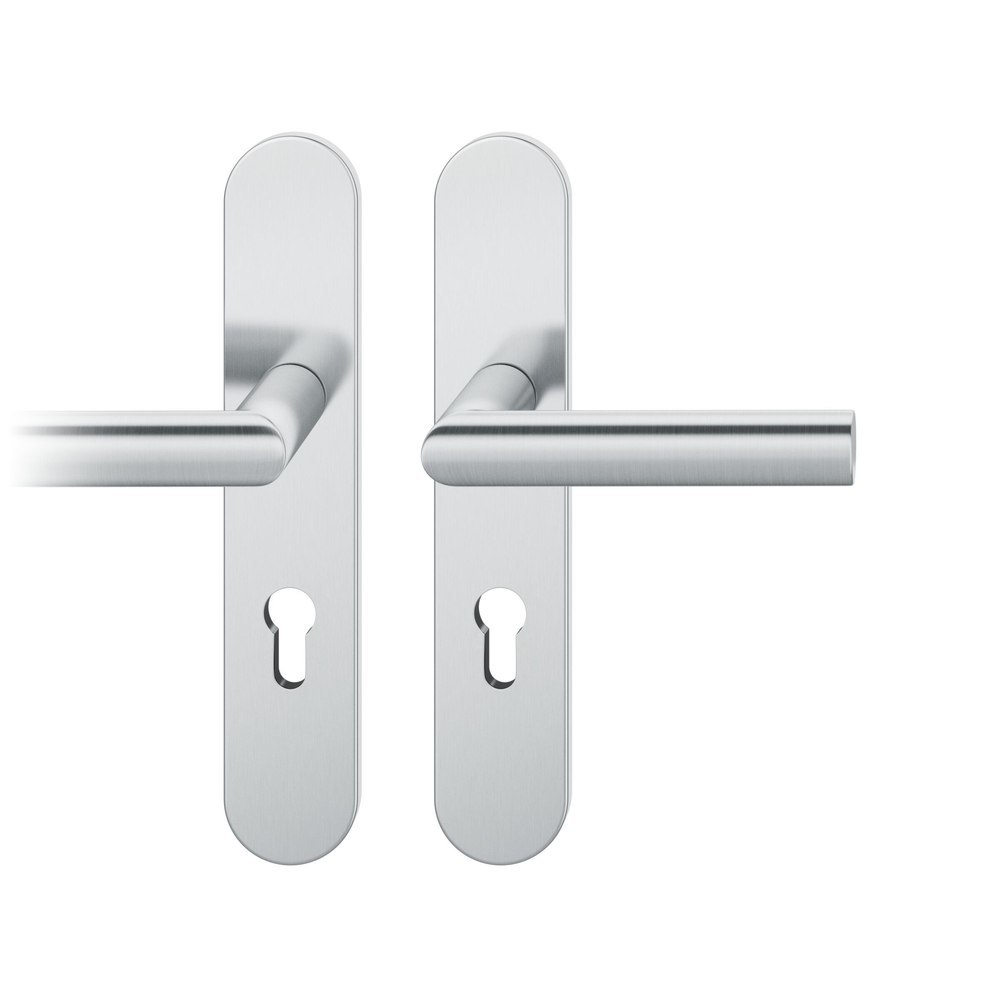 FSB Drückergarnitur mit Langschild 72 1108, oval, AGL3, Edelstahl