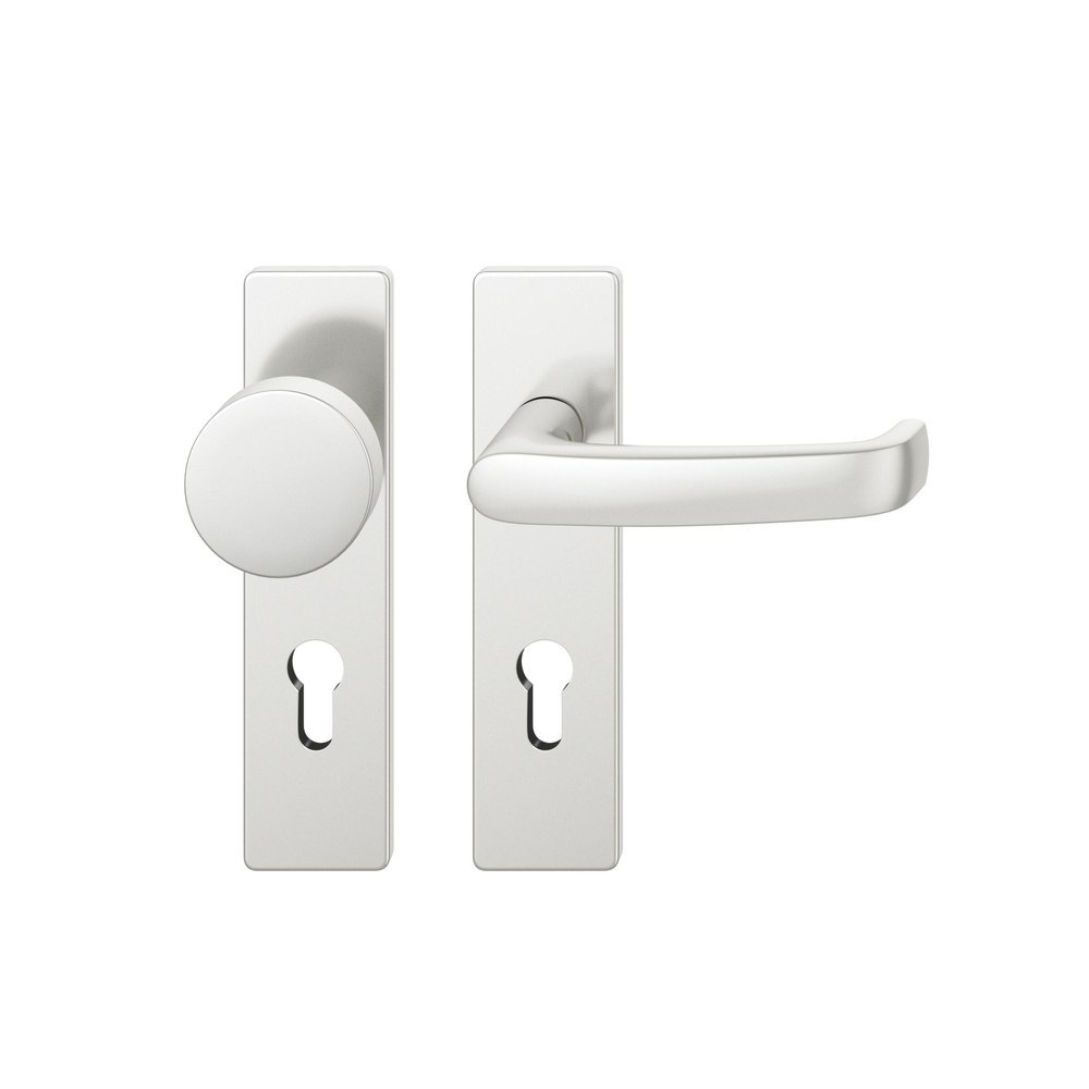 FSB für Feuerschutz Wechselgarnitur 79 1045, Kurzschild, eckig, Profilzylinder gelocht, Entfernung 72mm, Vierkant 9mm, DIN Rechts, Türstärke 39 - 48mm, mit Stütznocken, naturfarben eloxiert, Ausgleichslager® 3