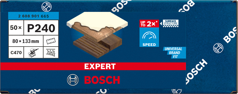 Bosch EXPERT C470 Schleifpapier, 14 Löcher für Schwingschleife, 115 x 230&nbsp;mm, K 400, 50-tlg.