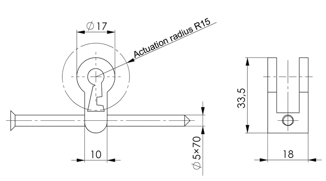 Zylinder-Sperre, Vorhängeschloss, Klemmverschluss, Metallbeschläge, Durchmesser 5,7