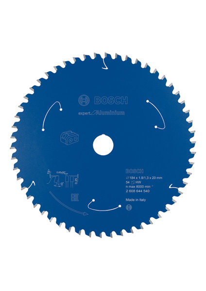 Bosch Akku-Kreissägeblatt Expert for Aluminium, 184&nbsp;x&nbsp;1,8/1,3&nbsp;x&nbsp;20, 54&nbsp;Zähne