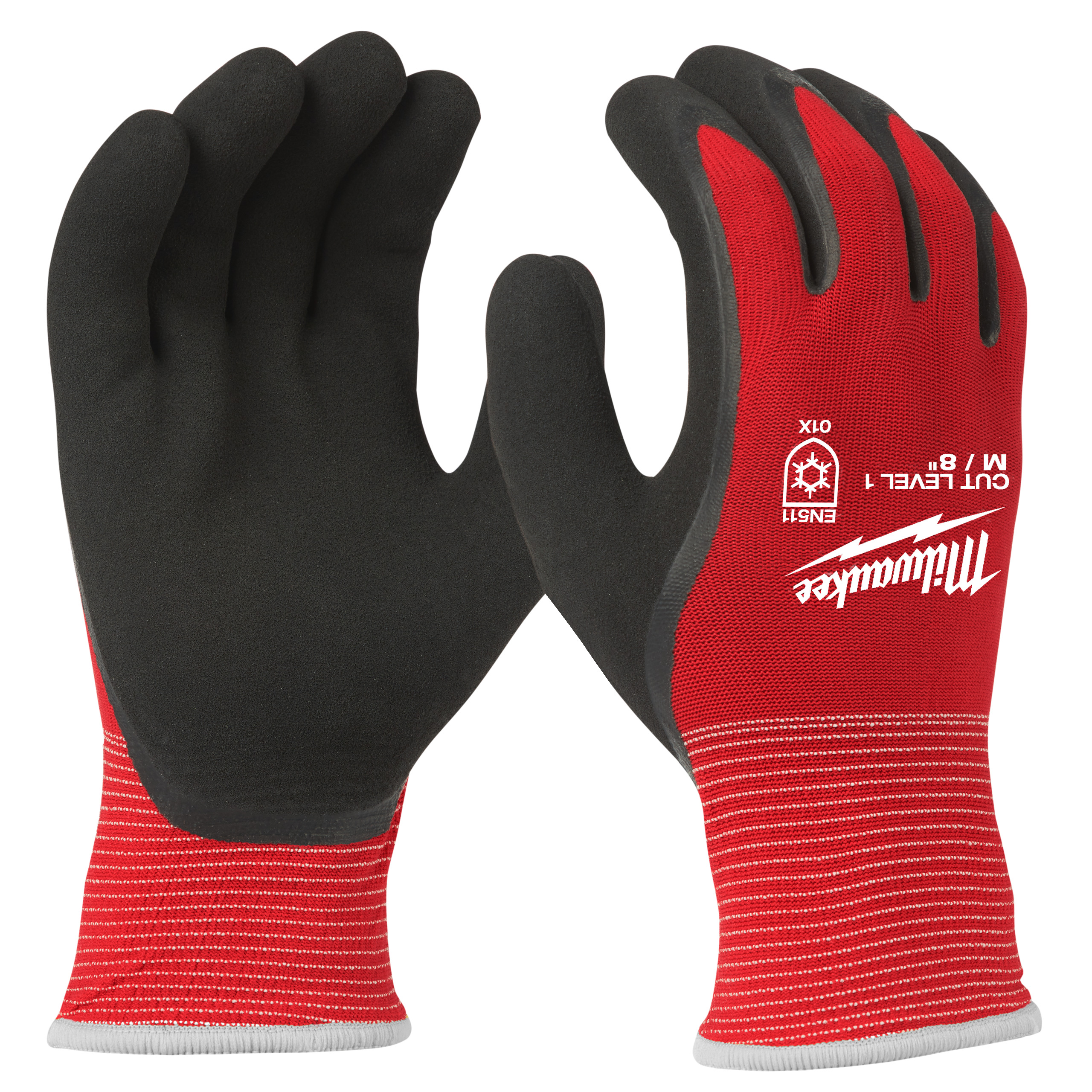 Arbeitshandschuhe, Gummi-Handschuhe, Rot/Schwarz, Stretch/Strick, Winddicht