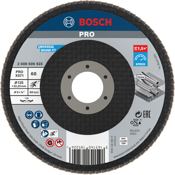 Bosch PRO X571 Fächerschleifscheibe, 125&nbsp;mm, G60